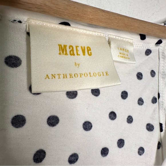 Anthropologie | Maeve Polka Dot Ruffle Cap Sleeve Top Size Large - Picture 5 of 9